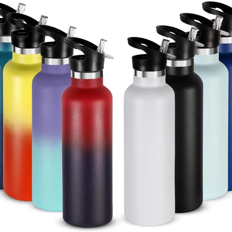 Stainless Steel Double Wall Bottle with Straw Lid