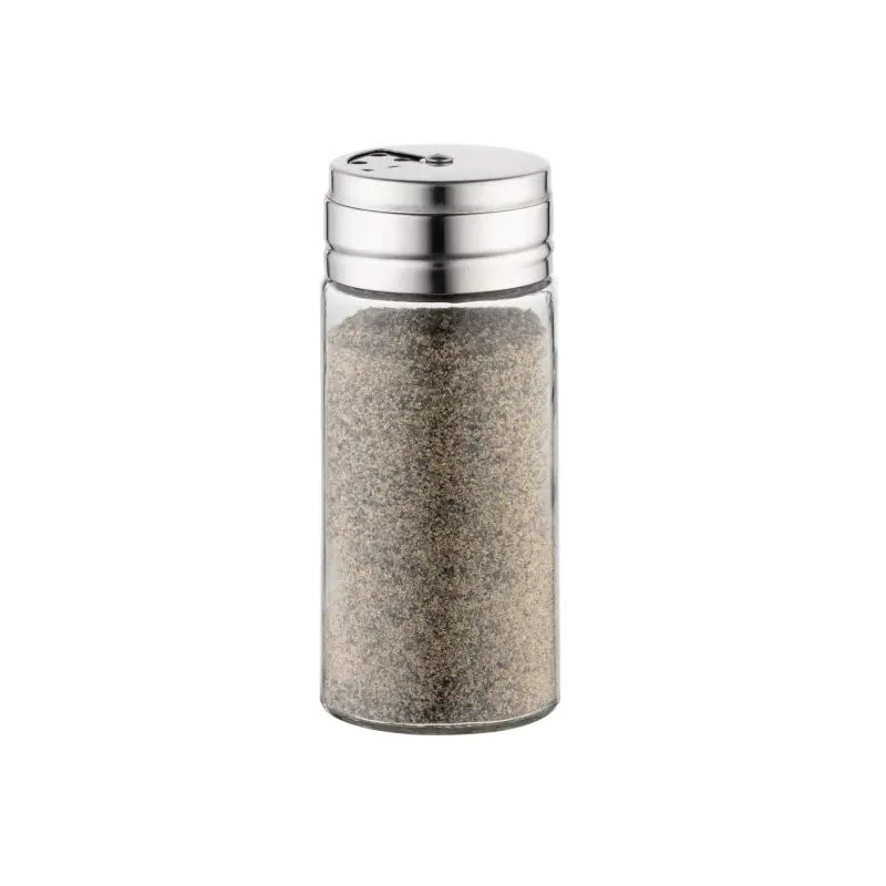 glass spice jar with stainless steel shaker lid