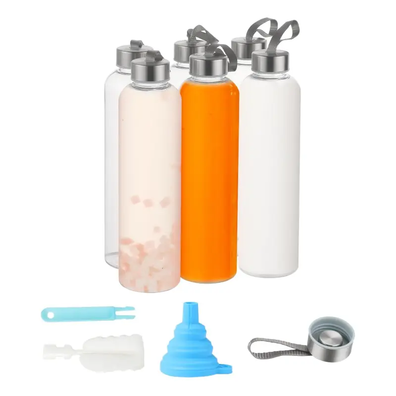 4 Pack Clear Water Bottles Bulk With Stainless Steel Lids