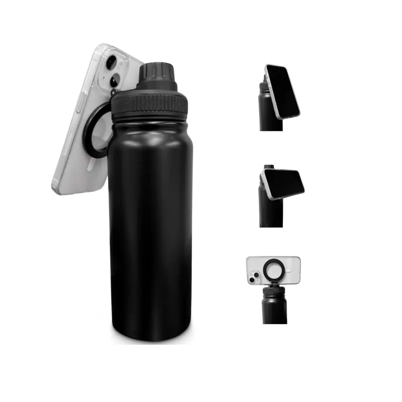 Stainless Steel Water Bottle With Magnetic Phone Tripod Mount