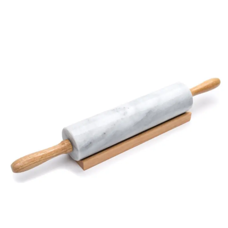 Polished Marble Rolling Pin with Wooden Cradle Wholesale
