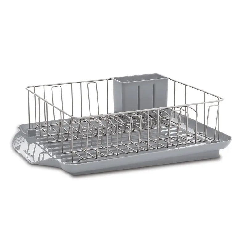 3-Piece Large Capacity Dish Drying Rack Set with Drainboard and Utensil Holder