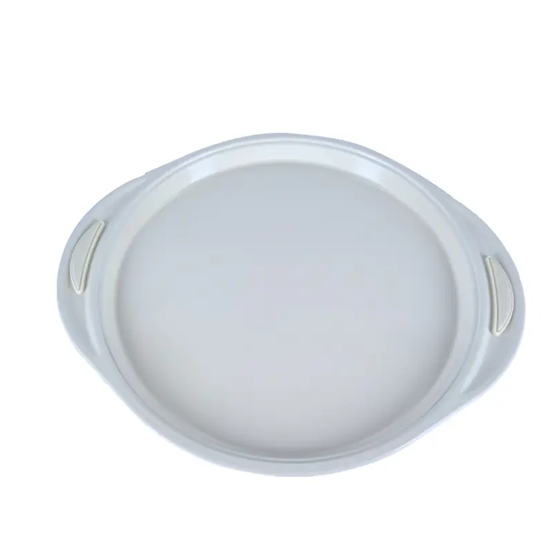 White Ceramic Round Baking Pan with Silicone Handles