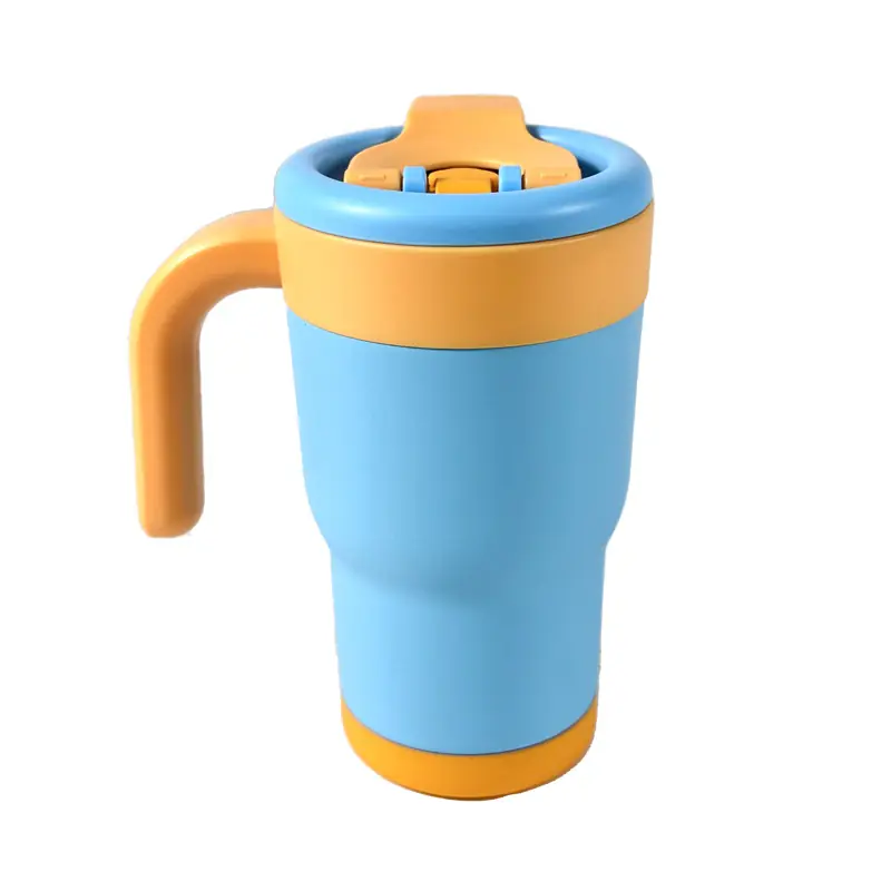 Color - Blocked Insulated Straw Mug with Handle