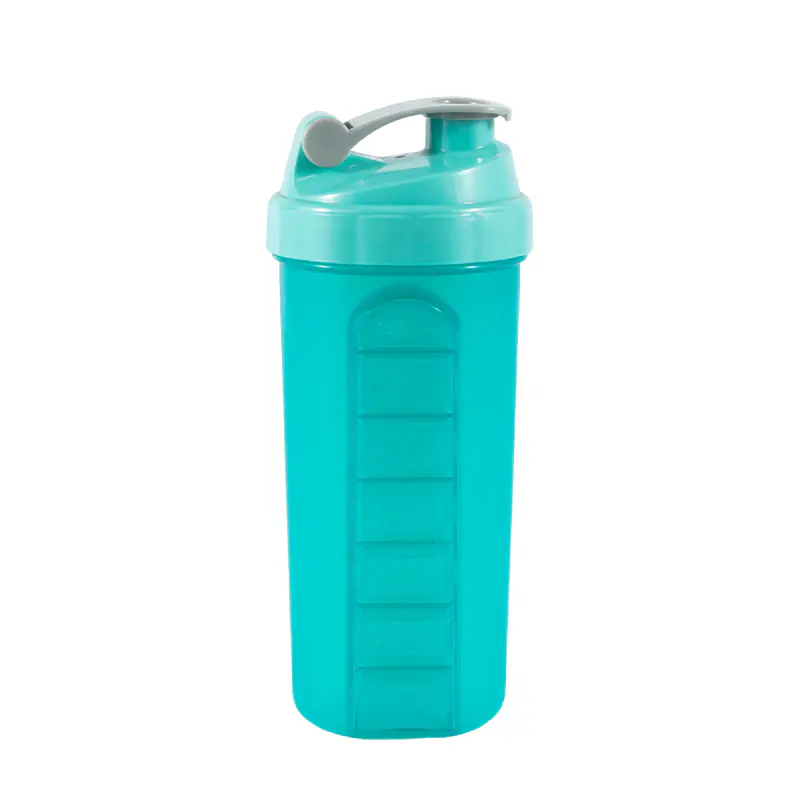 Turquoise Multifunctional Shaker Bottle with Storage Compartment