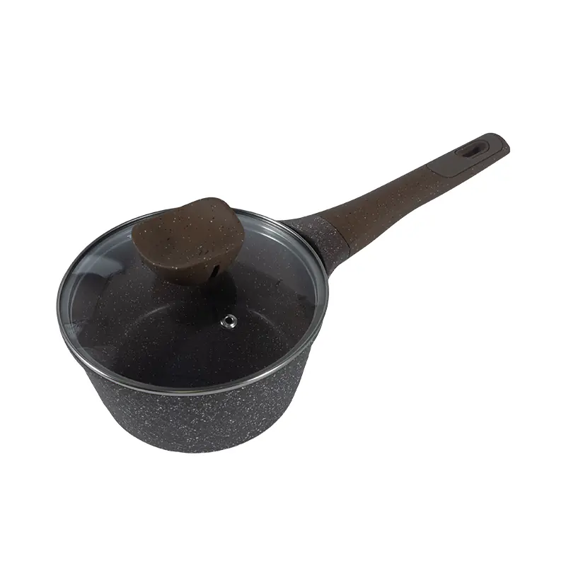 Non - Stick Aluminum Saucepan with Glass Lid and Ergonomic Handle