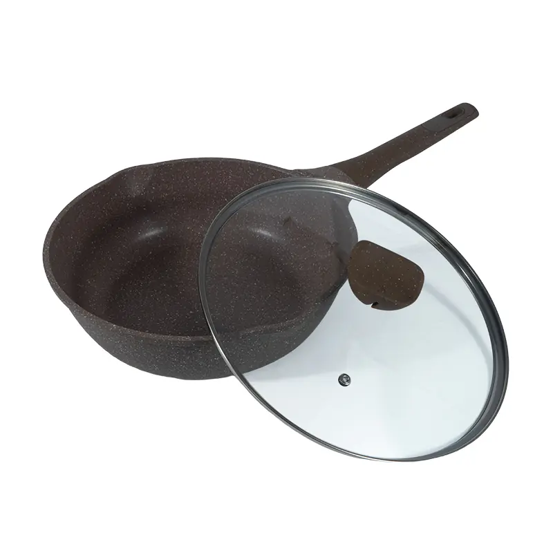Non - Stick Aluminum Wok with Glass Lid and Ergonomic Handle