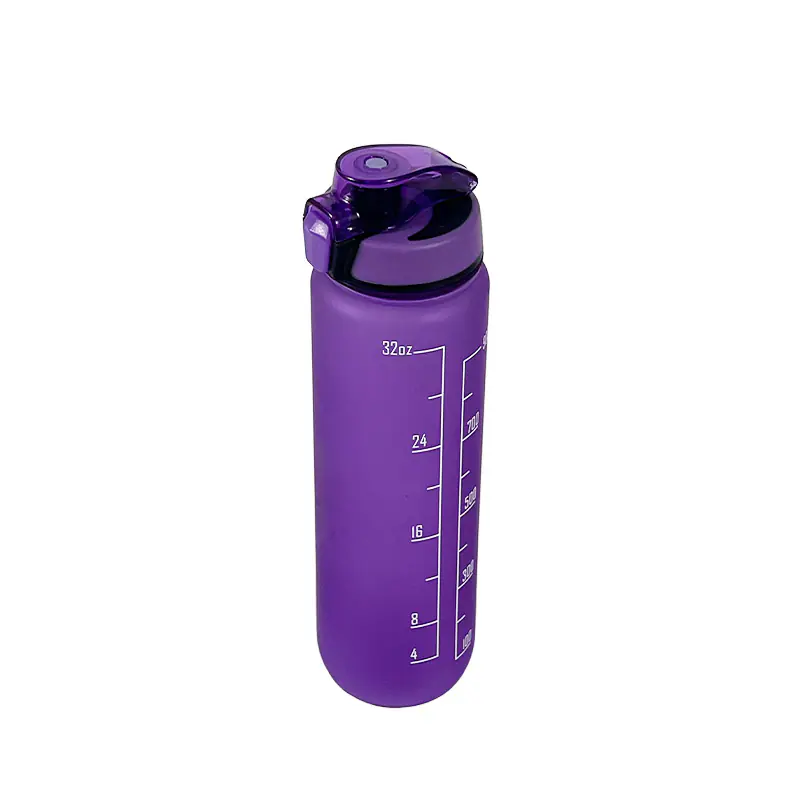 Purple Plastic Water Bottle with Measurement Markings Supplier
