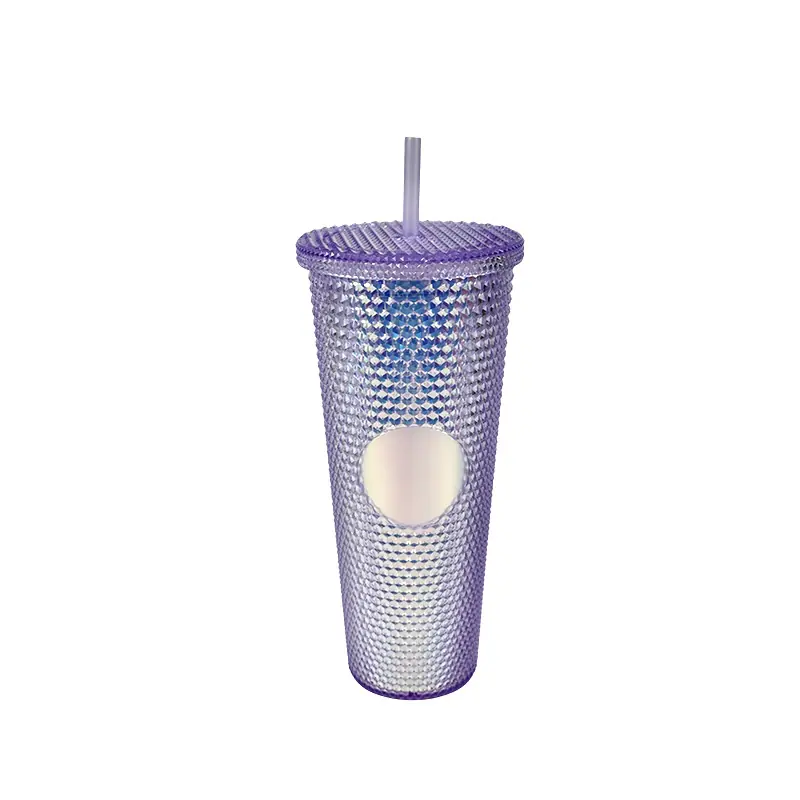 Textured Purple Plastic Tumbler with Straw and Lid Supplier