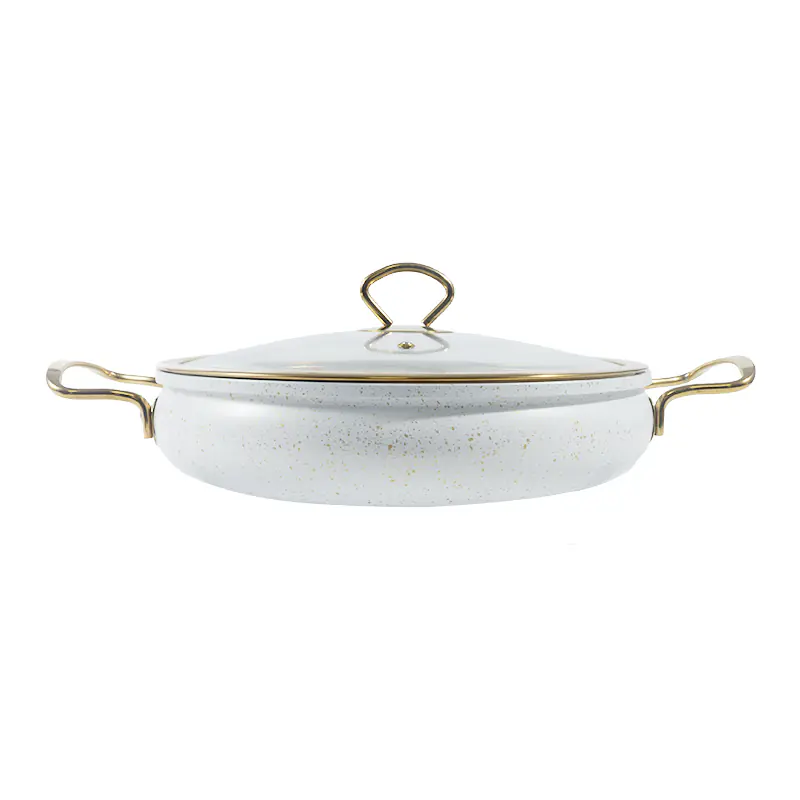 Pressed 28cm Aluminum Shallow Casserole with Lid Wholesale