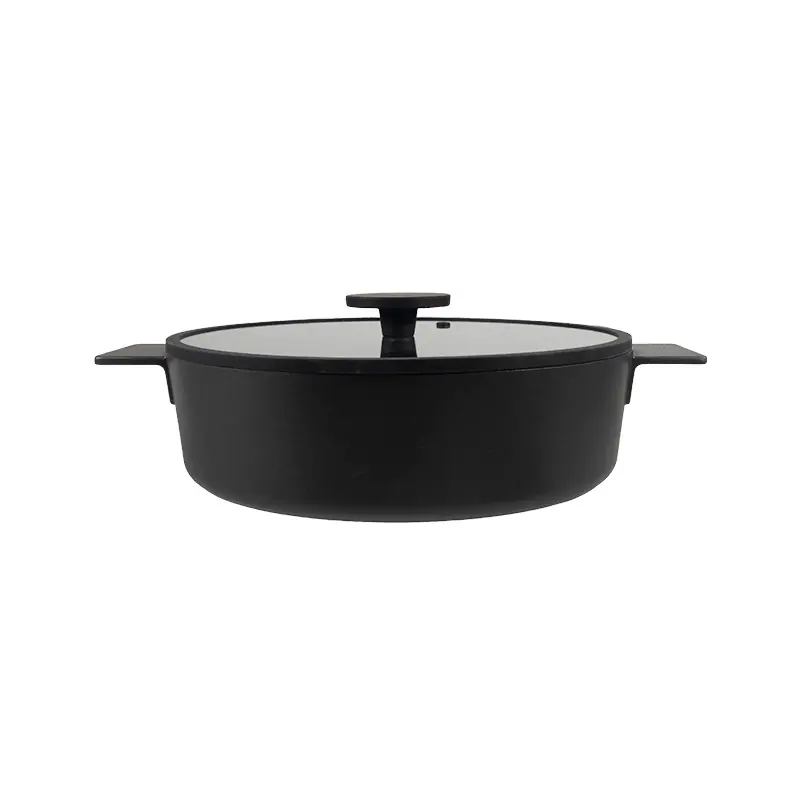 Die-casting 28cm Aluminum Shallow Casserole with lid Wholesale