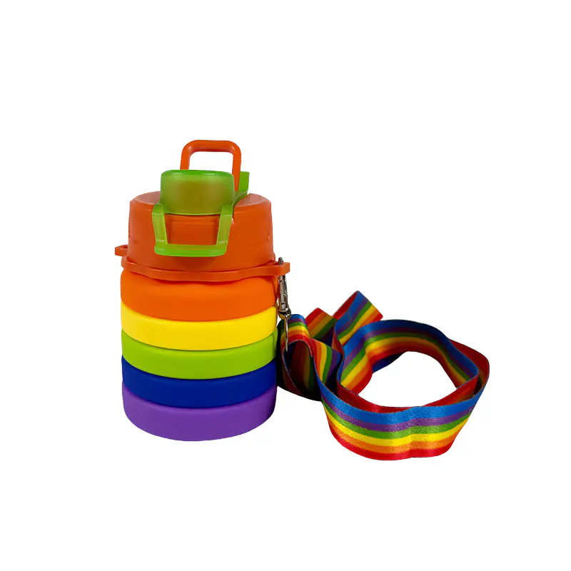 Rainbow Collapsible Silicone Water Bottle Wholesale