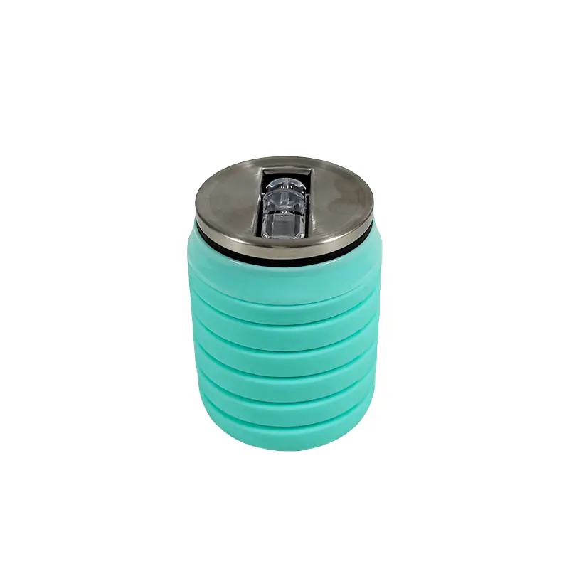 Turquoise Collapsible Silicone Water Bottle Wholesale