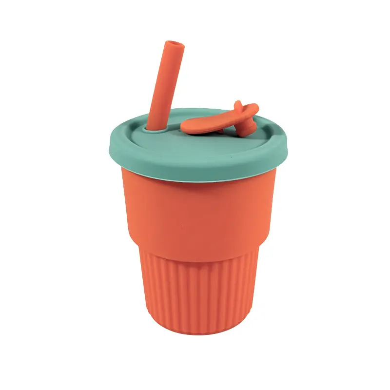 Silicone Tumbler with Lid and Straw Supplier-- Front View