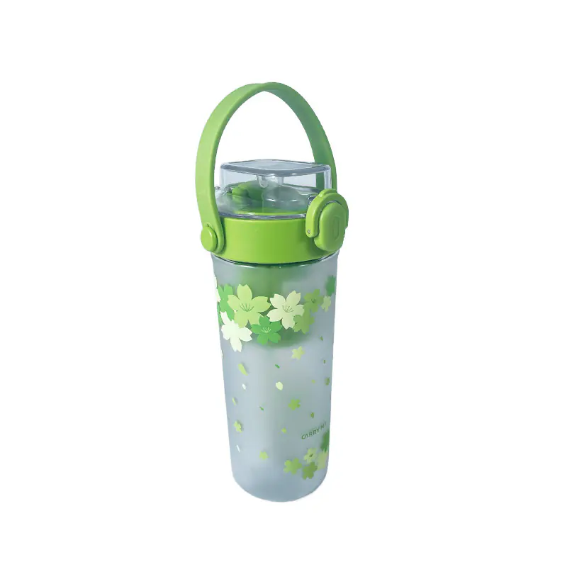 Floral - Patterned Portable Water Bottle with Straw and Convenient Handle Wholesale