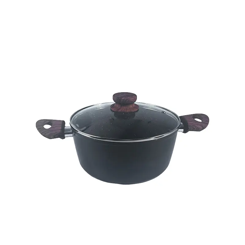 Non-Stick Casserole with Glass Lid and Wooden Accents Wholesale