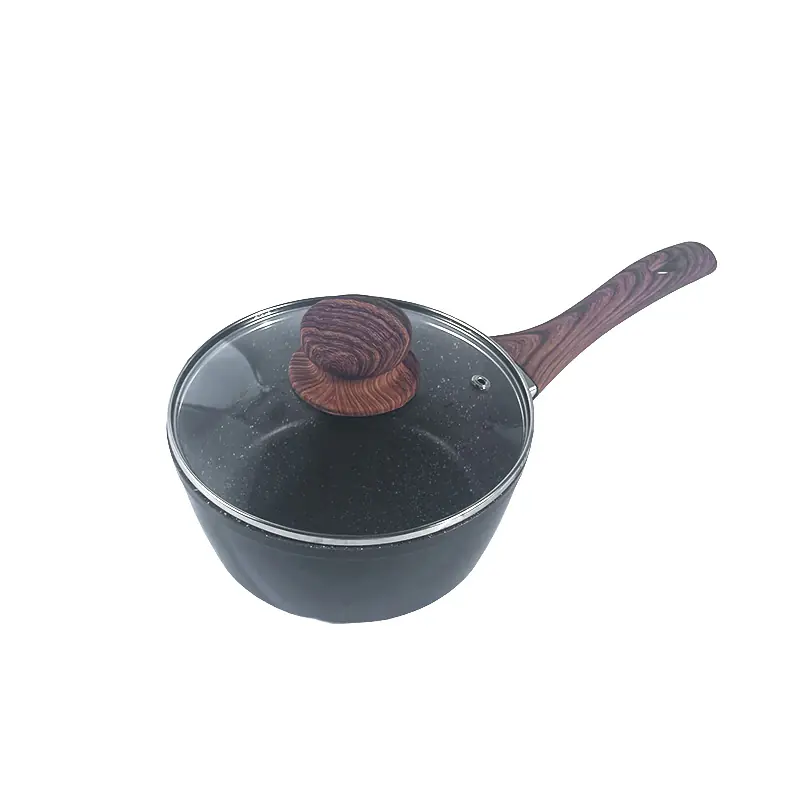 Non-Stick Saucepan with Glass Lid and Wooden Handle Wholesale