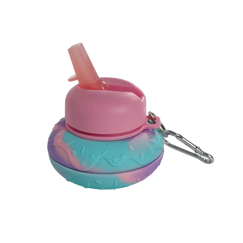 Collapsible Silicone Water Bottle with Straw and Carabiner Wholesale