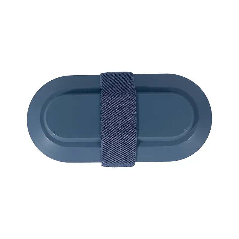 Stylish Navy Blue Double - Layer Lunch Box with Utensils for Wholesale