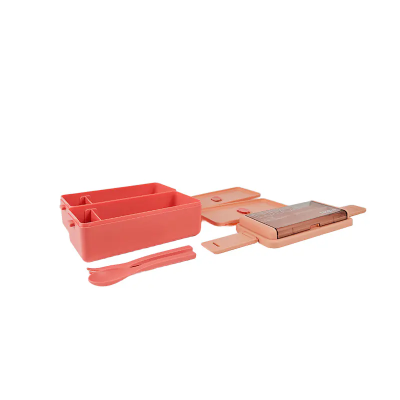 2 Layer Food Containers with Spoon and Fork Supplier --detail
