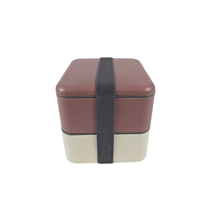 Elegant Two - Tone Double - Layer Lunch Box with Strap for Wholesale