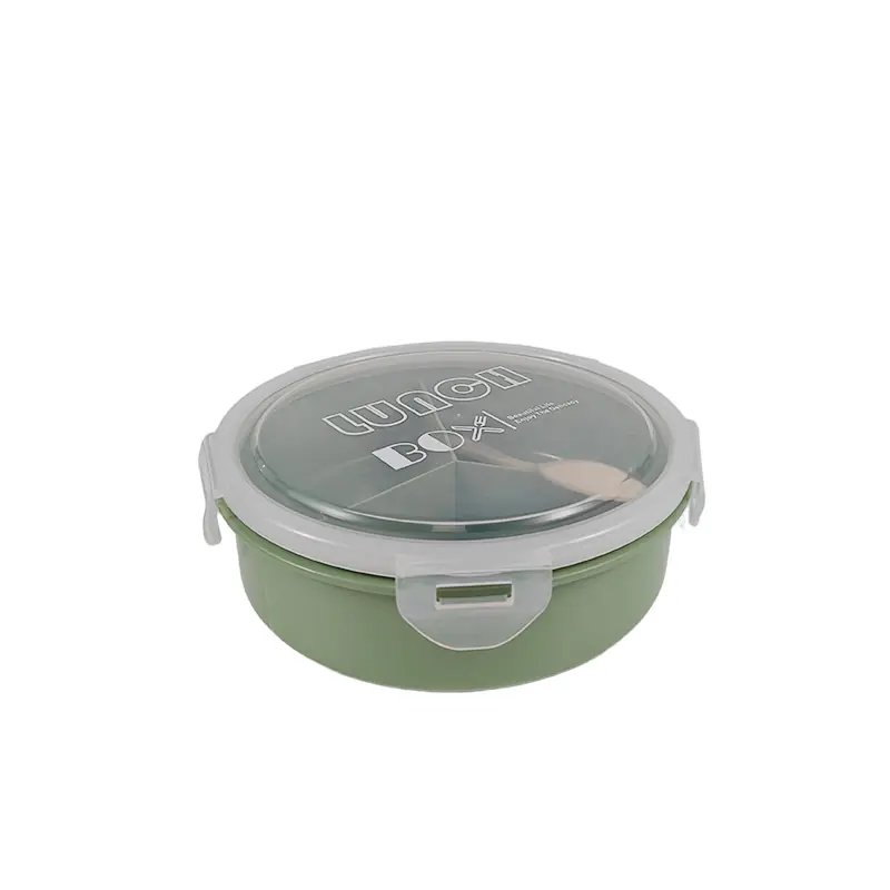 Stylish Green Divided Lunch Bowl with Spoon for Wholesale