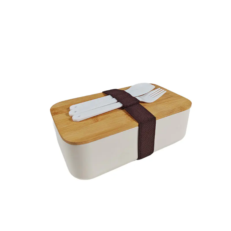 Bambú minimalista: lonchera con tapa y utensilios para venta al por mayor
