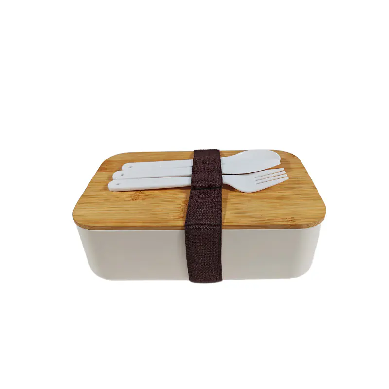 Bambú minimalista: lonchera con tapa y utensilios para venta al por mayor