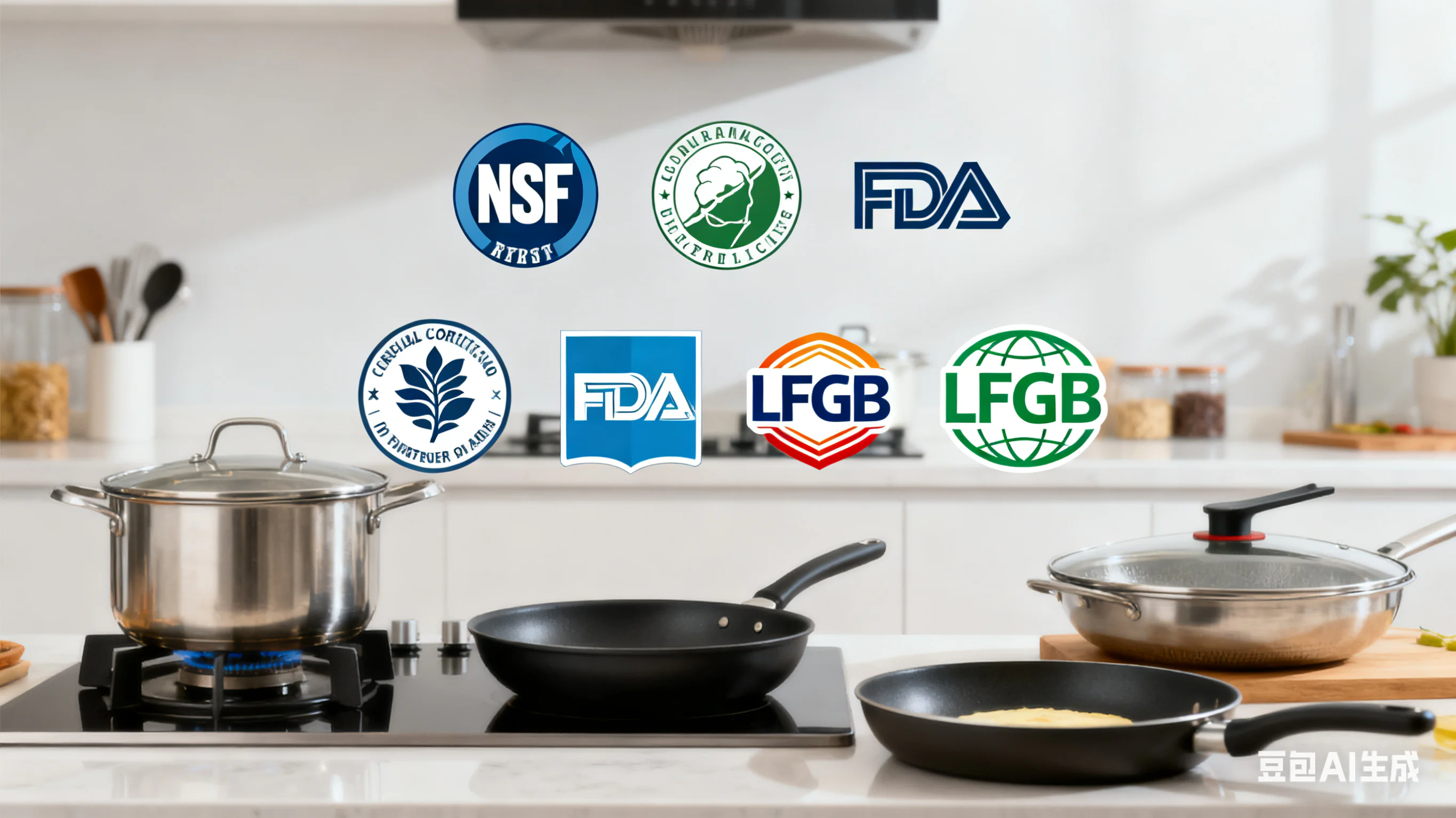 logotipos de certificación de utensilios de cocina