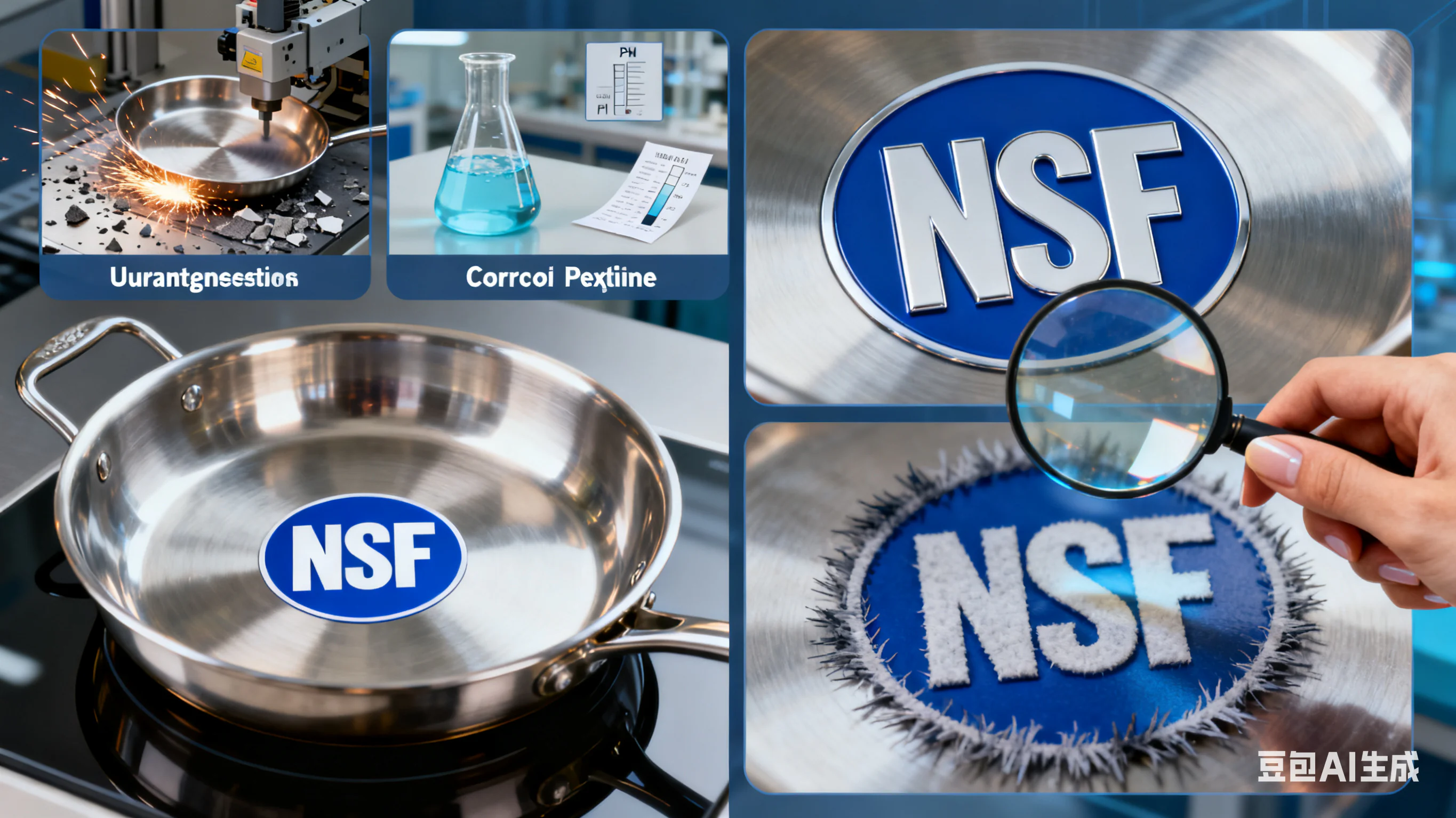 Logotipo de utensilios de cocina con certificación NSF