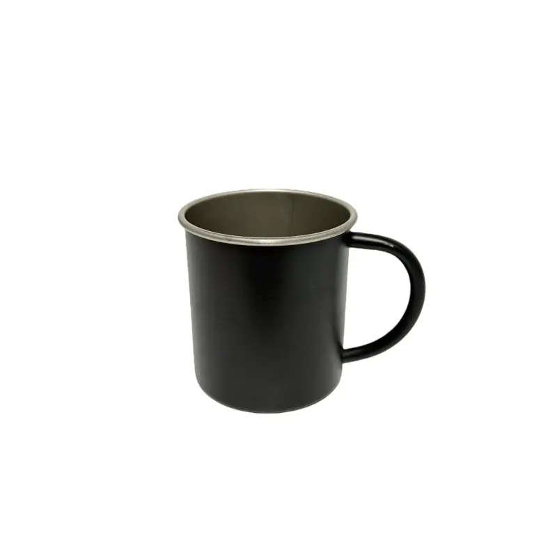 Premium Black Metal Camping Mug Wholesale-front