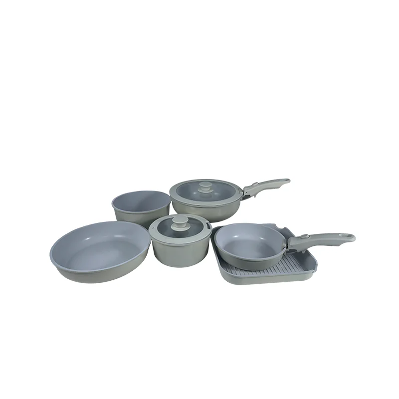 Sleek Gray Cookware Set with Versatile Pieces for Wholesale
