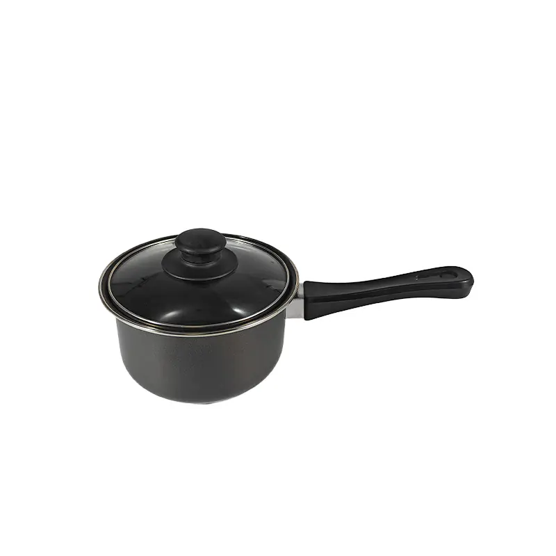 قدر صلصة ألومنيوم أسود أنيق مع غطاء زجاجي للبيع بالجملة