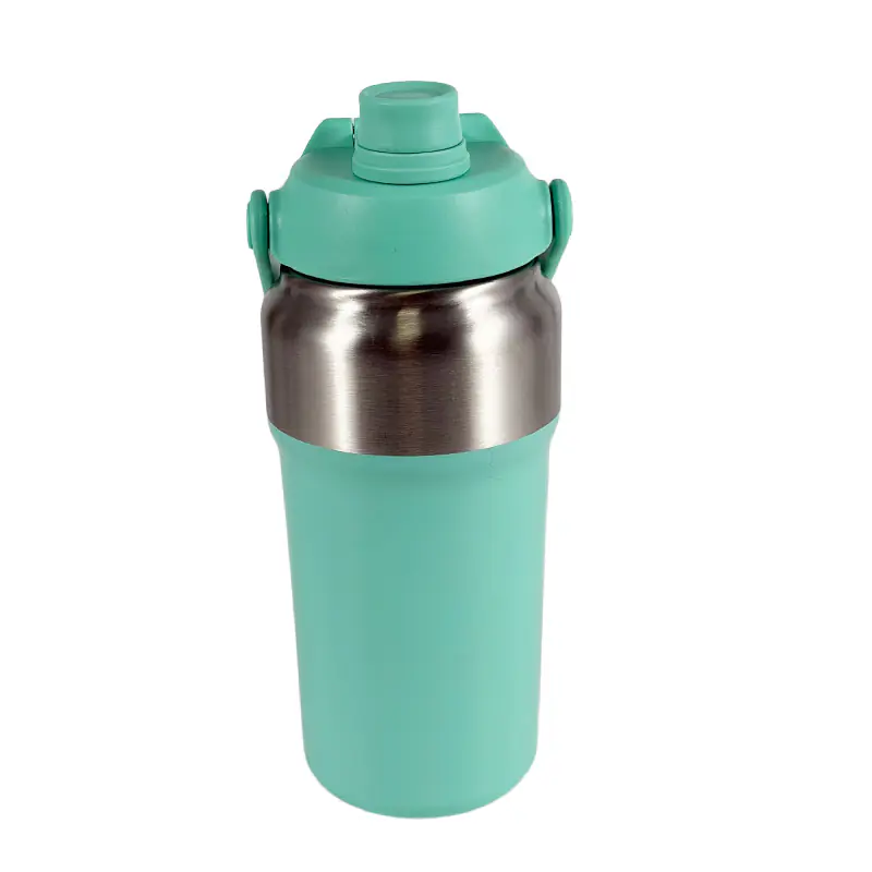 Fresh Mint Green & Stainless Steel Water Bottle with Straw & Carry Handle for Wholesale