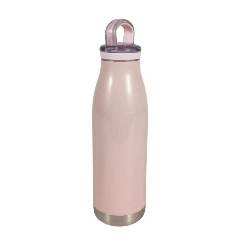 Soft Pink Stainless Steel Water Bottle with Straw & Built-in Tea Filter for Wholesale