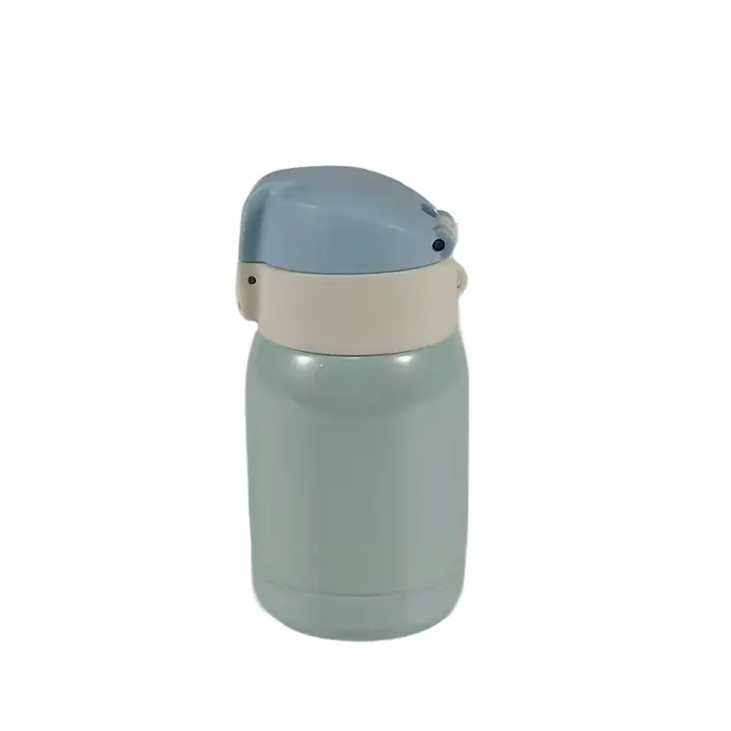 Fresh Mint Green Mini Stainless Steel Water Bottle with Flip-Top Lid for Wholesale