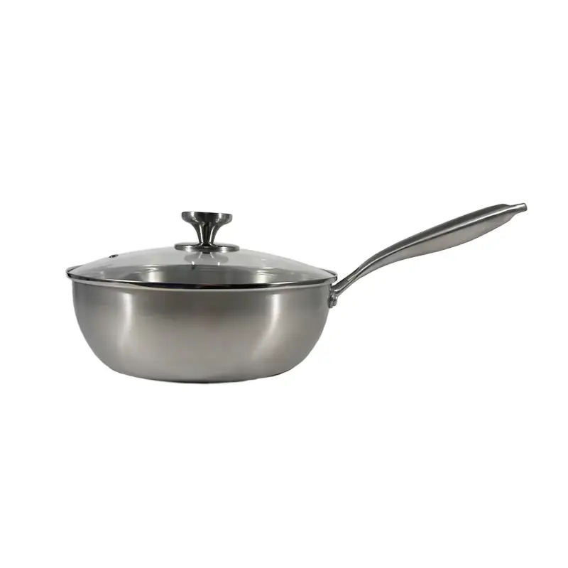 AU-CW0195 (2)-2026011509422479 High-End Stainless Steel Tri-Ply Wok with Glass Lid for Wholesale