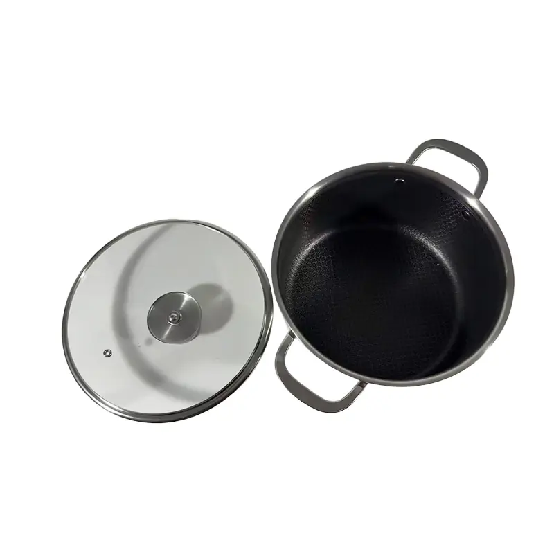 AU-CW0196 (1)-2026011509484328 Sleek Stainless Steel Tri-Ply Stock Pot with Honeycomb Non-Stick Inner & Glass Lid for Wholesale