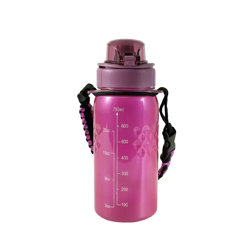 Vibrant Magenta Large-Capacity Sports Water Bottle with Paracord Strap for Wholesale