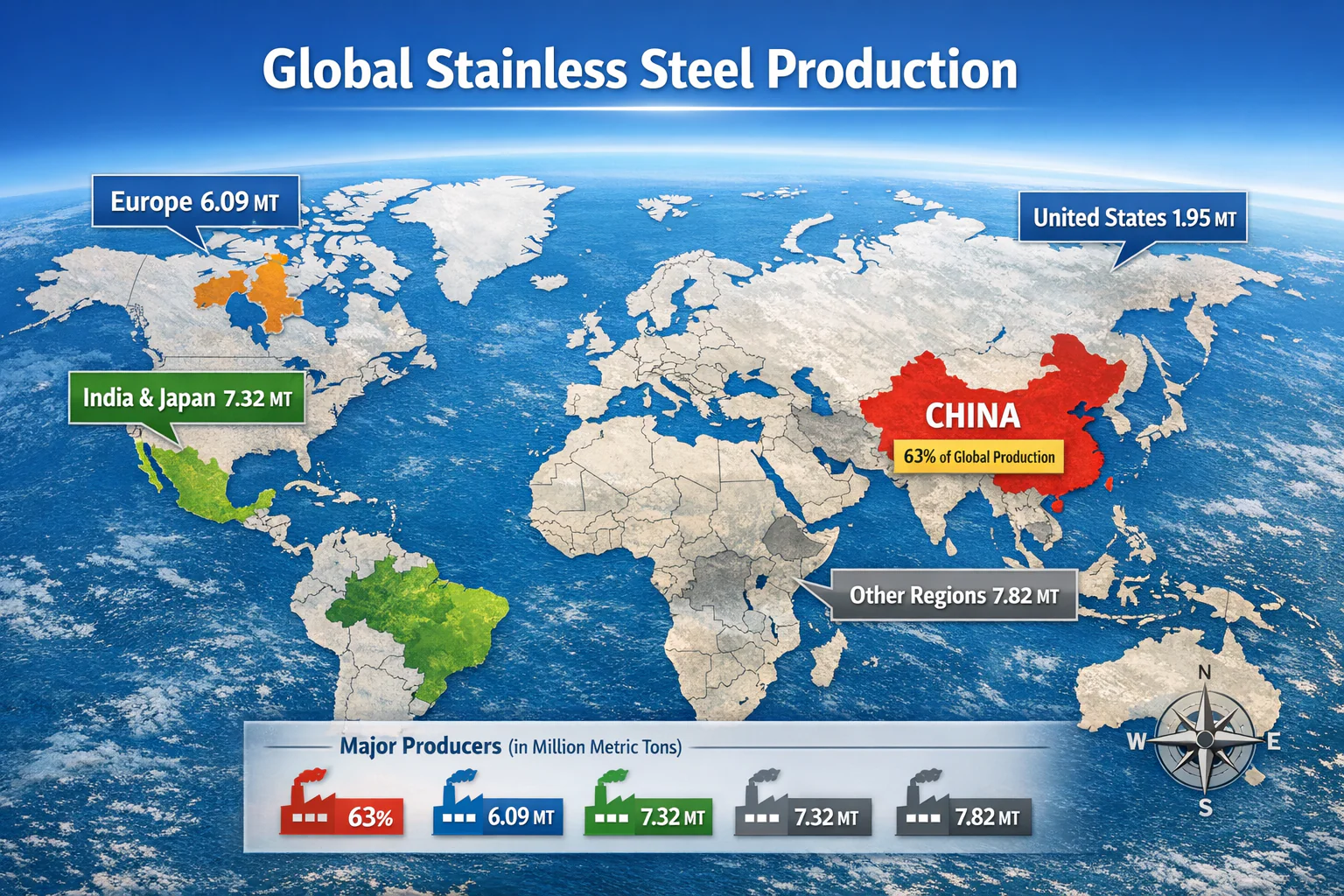 Where Is Stainless Steel Manufactured? Global stainless steel production